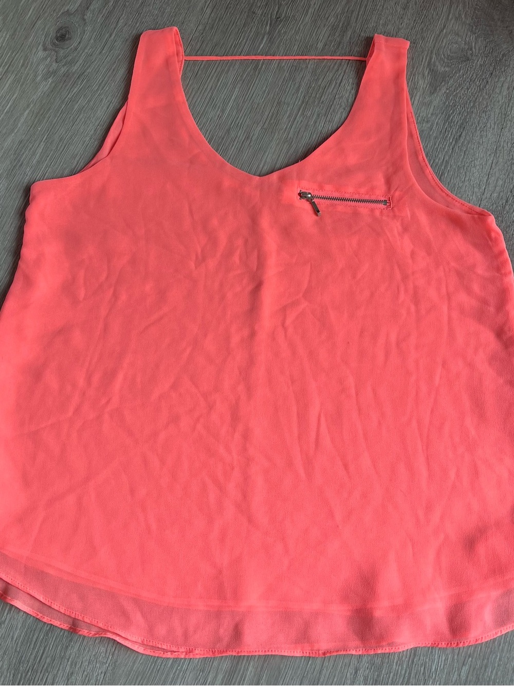 Women's Coral Zip-Detail V-Neck Tank Top
